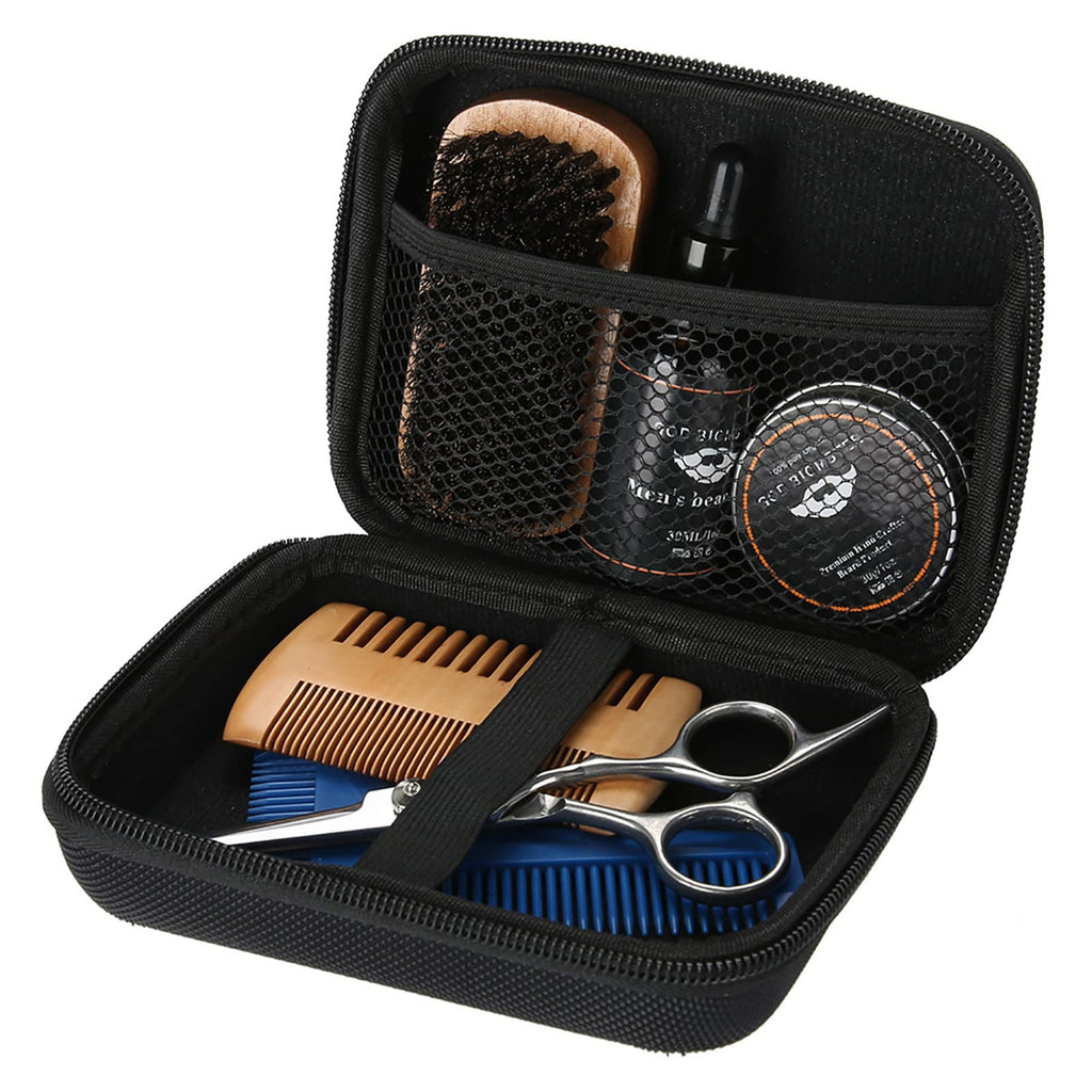 Beard care set with beard roller, 7-piece beard growth product set, beard brush with boar bristles and comb set with beard oil, beard balm, beard comb, beard brush, beard scissors - NewNest Australia