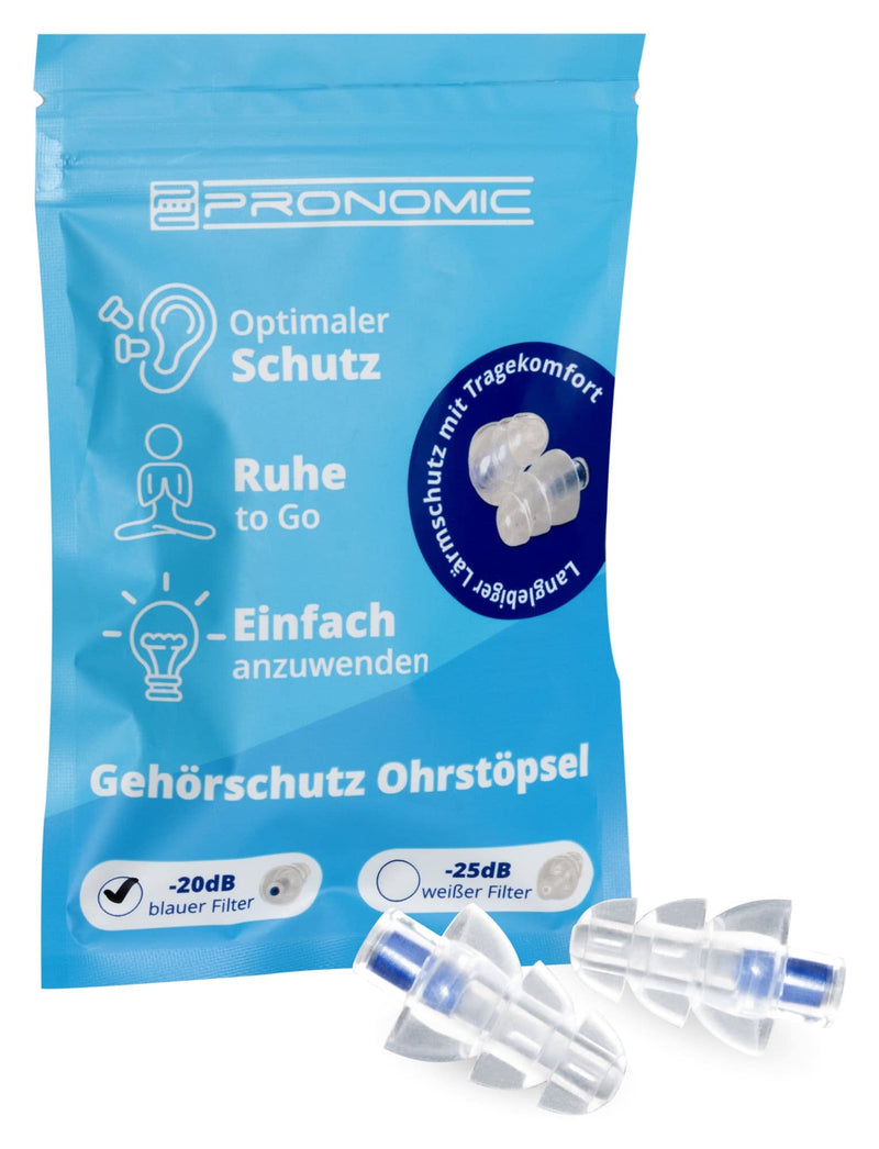 Pronomic E20 Ear Protection Earplugs 20 Db - Ear Protection In Christmas Tree Design - Blue Filter With 20 Db Attenuation - Medium Size - Made Of Soft Silicone - Contents: 2 Pieces - NewNest Australia