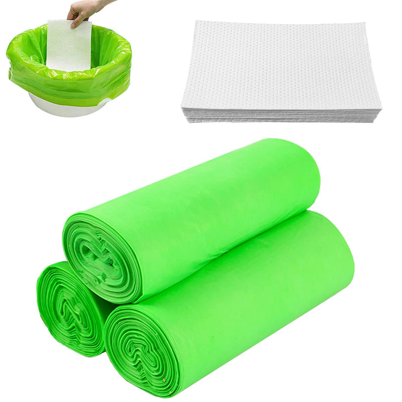 Pack Of 90 Disposable Toilet Liners With 60 Incontinence Pads, Bucket Liners For Hospital & Home, Portable Waste Bags For Commode Channel Changing Mat Animal Pad To Use - NewNest Australia