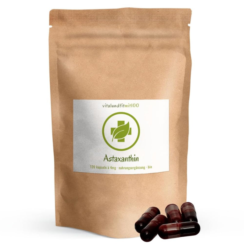 Organic Astaxanthin - 120 vegan capsules - 4 mg of pure, natural astaxanthin - Produced by experienced experts - CLEAN FOOD: Only 3 ingredients - gentle CO2 extraction - Made in Germany - NewNest Australia