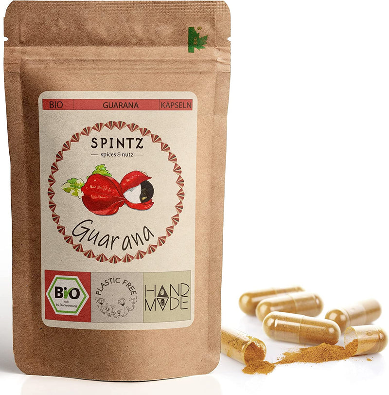 Spintz Pack Of 160 Organic Guarana Capsules - High Dose Organic Guarana Tablets - 3000 Mg Guarana Powder Per Daily Dose - Natural Guarana Caffeine Tablets High Dose - Vegan - Plastic-Free Packaging - NewNest Australia
