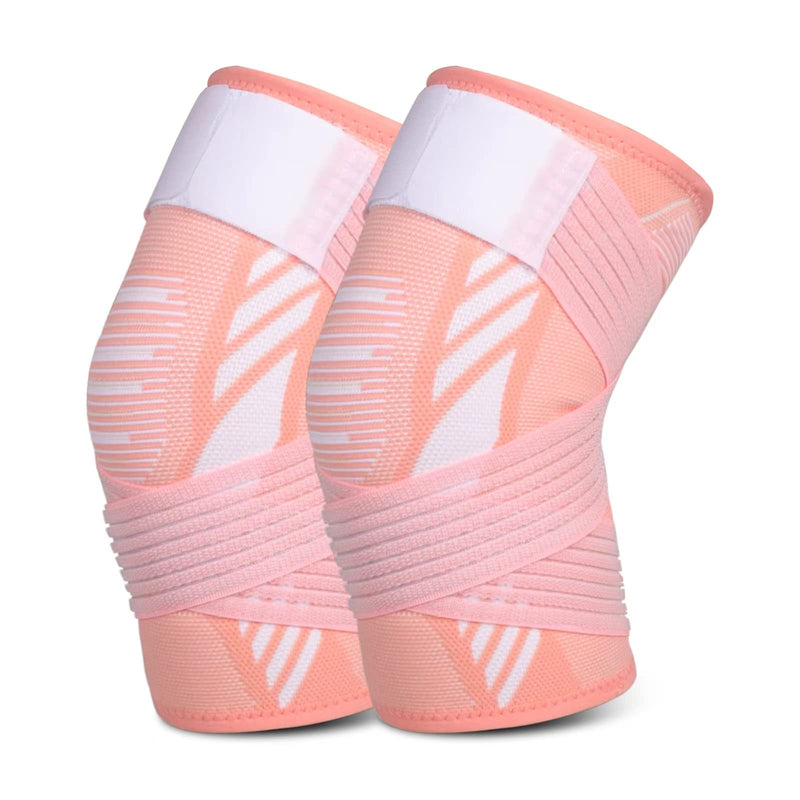 Knee Support For Men And Women, Pack Of 2, Knee Support With Adjustable Straps And Non-Slip Silicone For Sports, Running, Arthritis, Joint Pain, Ligament Injury, Meniscus Tear, Tendonitis (Pink, L) - NewNest Australia