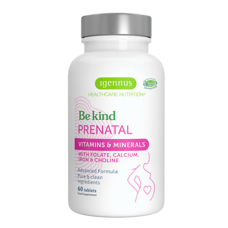 Pregnancy vitamins - 23 vegan nutrients for pregnancy & postpartum, with folic acid as folate & compatible iron, 60 tablets, from Igennus - NewNest Australia