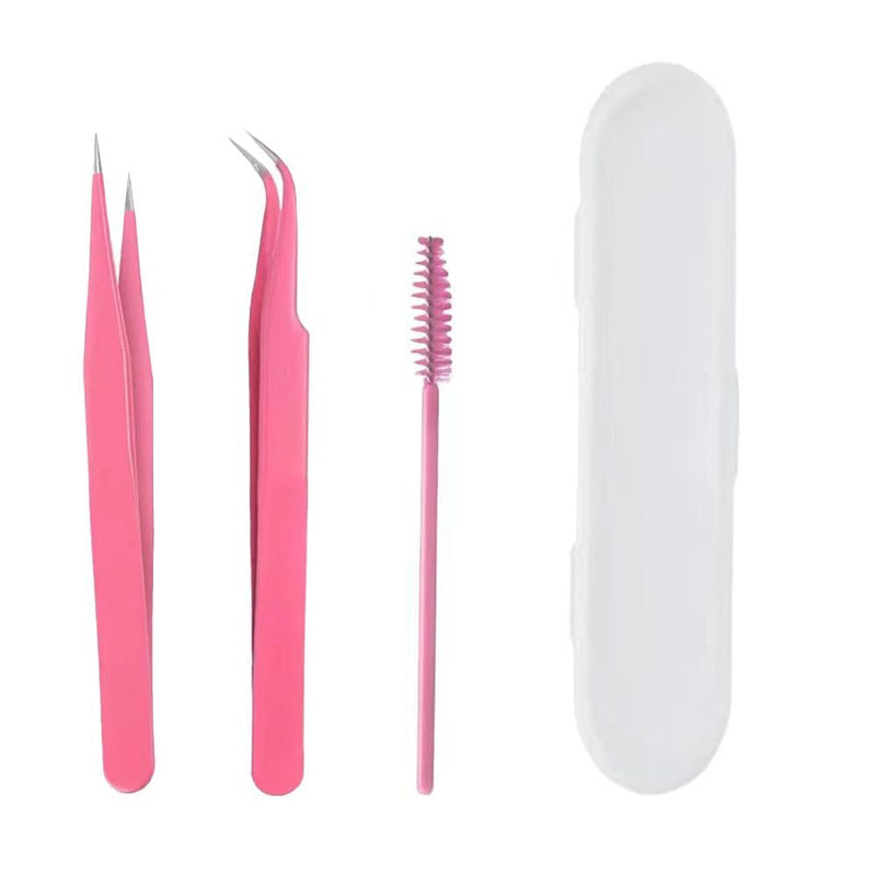 2 Pieces Eyelash Tweezers And 1 Eyelash Brush, Eyelash Tweezers Set Made Of Stainless Steel, Straight Tweezers And Curved Tweezers, Professional Tweezers For Eyelash Extensions - NewNest Australia