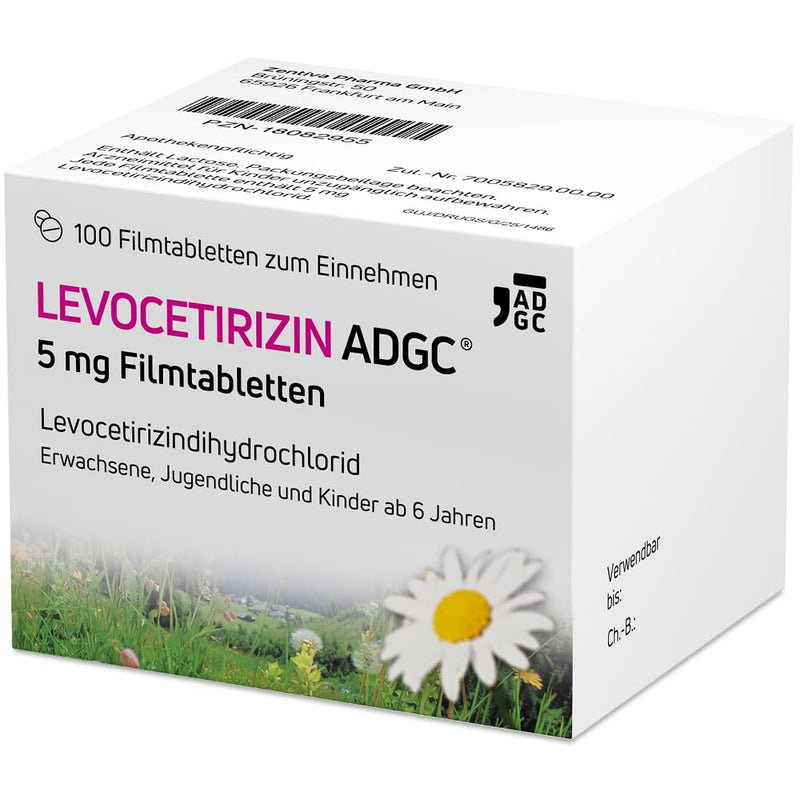 LEVOCETIRIZIN-ADGC 5mg - 100 pieces - allergy tablet with comparable results to cetirizine at half the dosage - for the treatment of allergy symptoms such as hay fever and hives - NewNest Australia