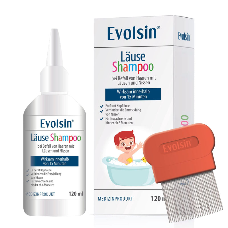 Evolsin 120 Ml Lice Shampoo With Lice Comb For Adults & Children From 6 Months - For Infestation Of Hair With Nits & Head Lice - Lice Agent Gentle On The Scalp - Works In 15 Minutes - NewNest Australia