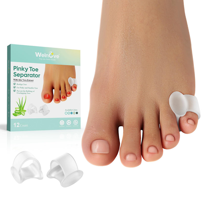 Welnove gel toe separator hallux, pack of 12 spacers for small toe separators, silicone spacers for small toes enriched with aloe vera extract, clear aloe vera - NewNest Australia