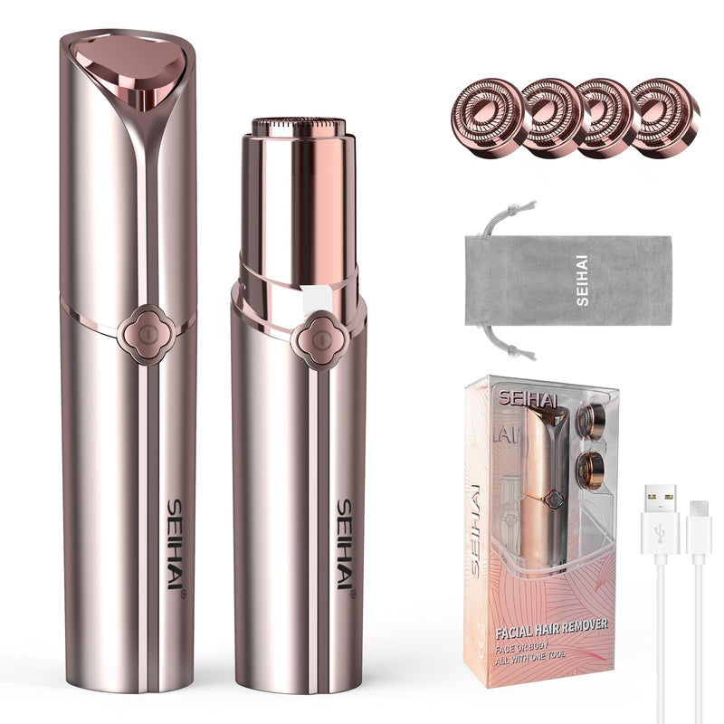 Facial Hair Removal For Women, Hair Removal Device (2023 Deluxe), Seihai Rechargeable Hair Remover/Face Shavers, Facial Hair Remover For Upper Lip, Chin, Included 4 X Replacement Heads - NewNest Australia