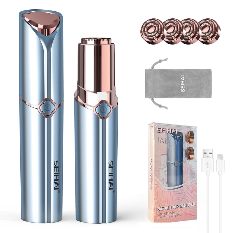 Flawless facial epilator, facial hair remover for women (2023), and the woman can depilate, face, upper lip and facial shaving on the chin including women's razor 4 x replacement heads blue (4 x replacement heads included) - NewNest Australia