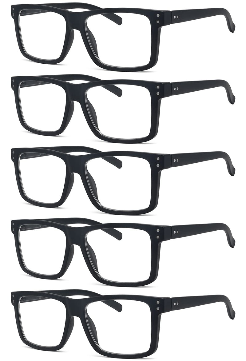 Eyekepper Pack of 5 women's and men's reading glasses with large square lenses and spring hinges - black +1.50 5 pieces in black 1.5 diopters - NewNest Australia