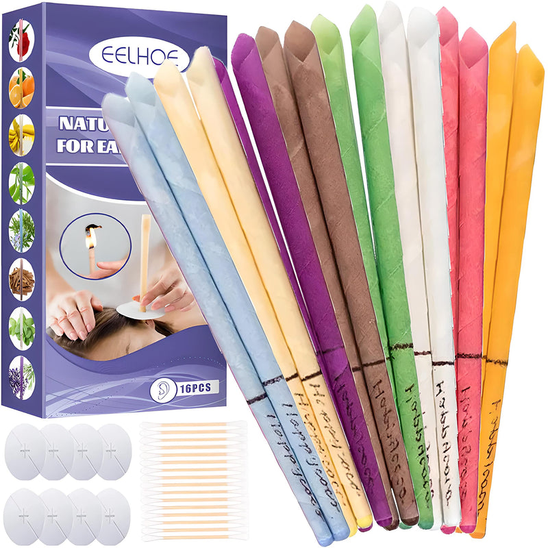 Retoo Ear Candles For Cleaning, Pack Of 16, Ear Candles, Beeswax Ear Candles With Safety Filter, Beeswax, Earwax, Hollow Taper Candles With 16 Protective Discs, For Relaxing And Cleaning - NewNest Australia