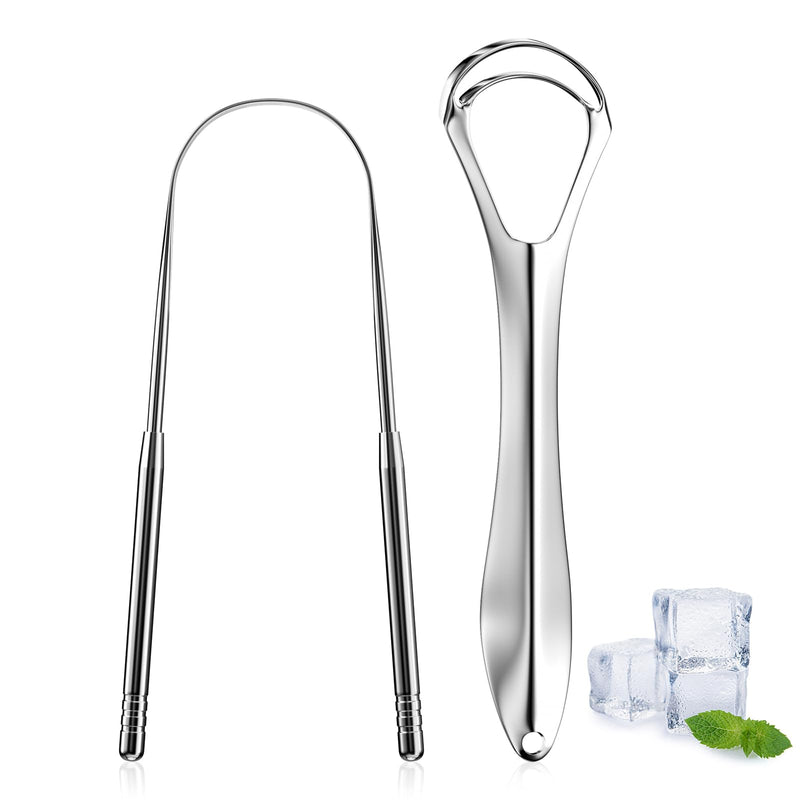 Fousenuk Tongue Cleaner 304 Stainless Steel Tongue Scraper Set Against Bad Breath Tongue Brush For Fresh Breath Tongue Cleaner With Handle For Adults And Children Pack Of 2 - NewNest Australia