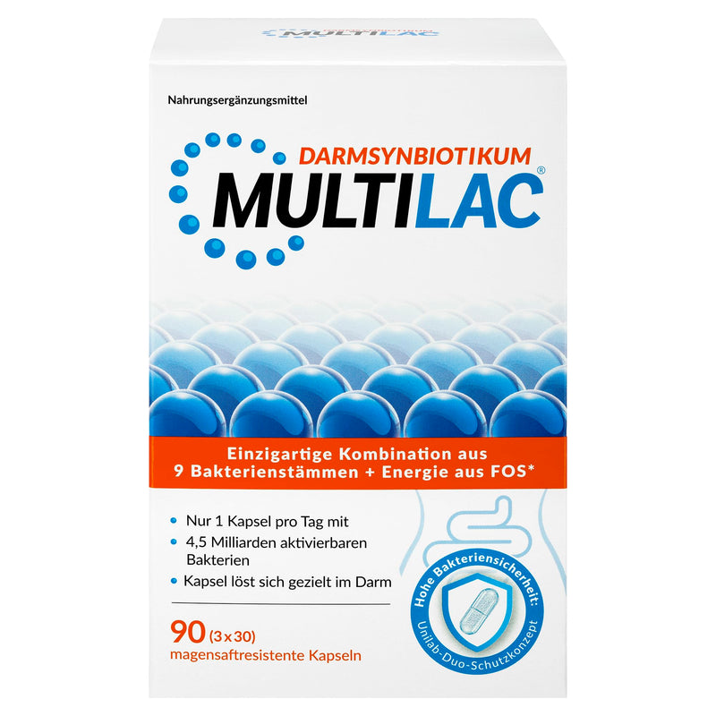Multilac Intestinal Synbiotic - Supports Gut Health With Activatable Lactic Acid Bacteria And Fiber, For Balanced Digestion And A Strong Family Immune System, 90 Capsules - NewNest Australia