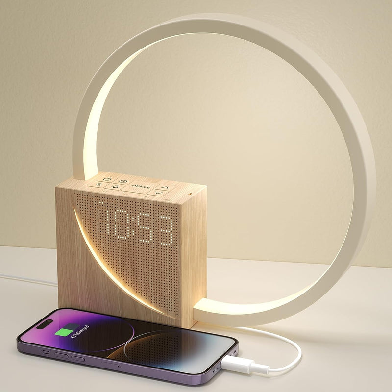 Inssisain Bedside Lamp With Alarm Clock, Desk Lamp With Usb Port, 10 Natural Sounds, Touch Control, 3 Brightness Levels, 4-In-1 Led Night Light For Bedroom, Bedside, Office - NewNest Australia