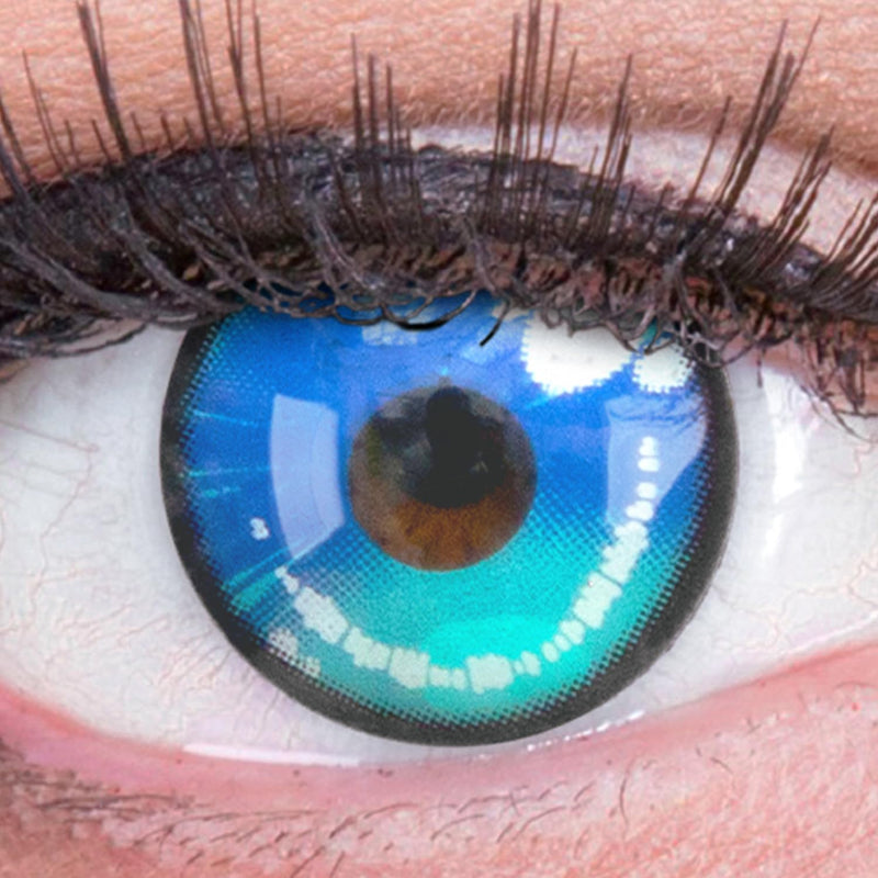 Meralens Colored Contact Lenses Anime Arc 2 Blue Crazy Fun Blue Annual Lenses 1 Pair Without Prescription With Free Lens Case - Top Quality For Fancy Dress, Carnival, Halloween, Cosplay 2023 - NewNest Australia