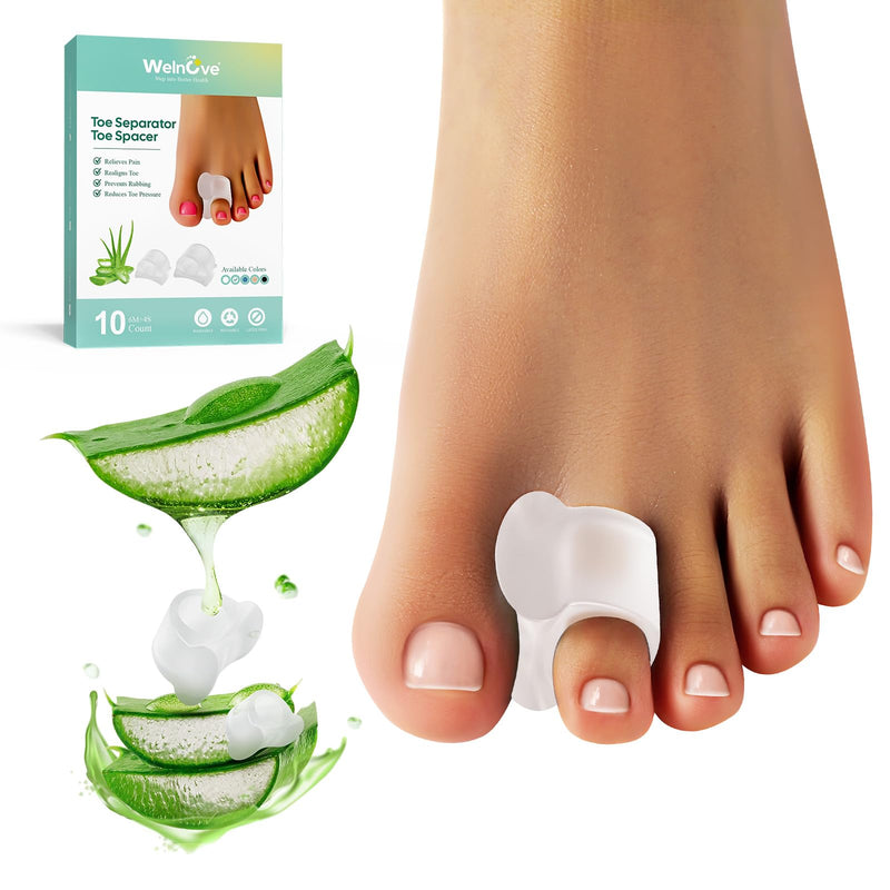Welnove 10 Pack Gel Toe Separators - Toe Spacers With Aloe Vera Extract, Overlapping, Hammer Toe, Bunion Relief - Soft Silicone Toe Corrector For Men And Women (6M+4S) - NewNest Australia