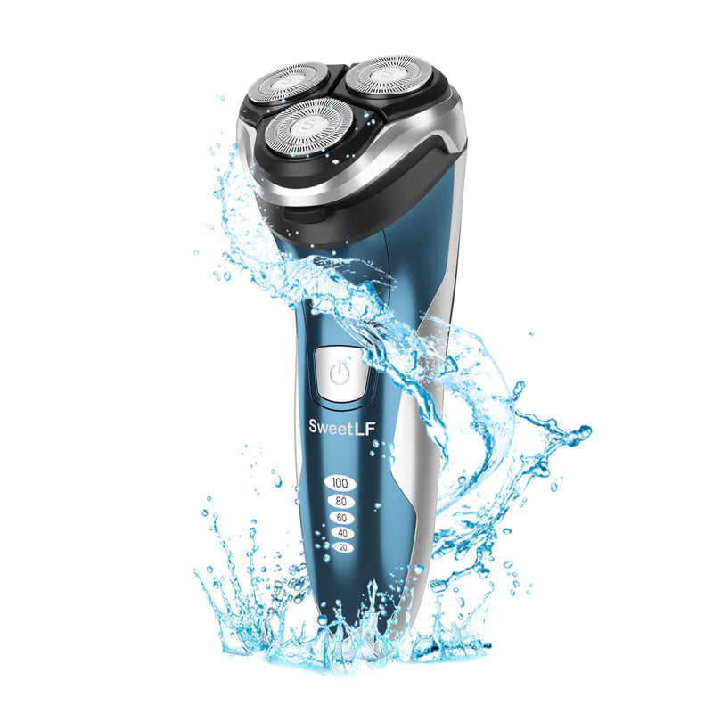 Men's electric razor, SweetLF electric razor with precision trimmer, wet and dry razor, electric razor for men, 100% waterproof and power display, blue - NewNest Australia