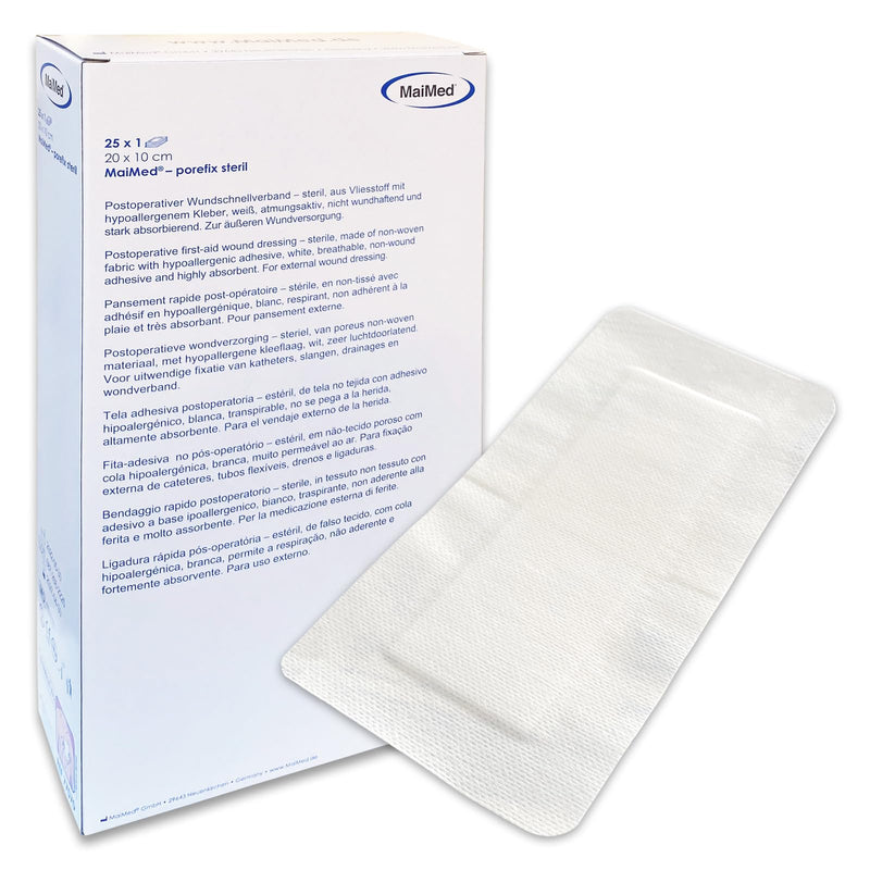 Saxomed Sterile Wound Dressing 20 X 10 Cm - Large Sensitive Self-Adhesive Plaster - Sterile Wound Plasters For Outer Coverage Of Injuries - Individually Packed Pack Of 25 - NewNest Australia
