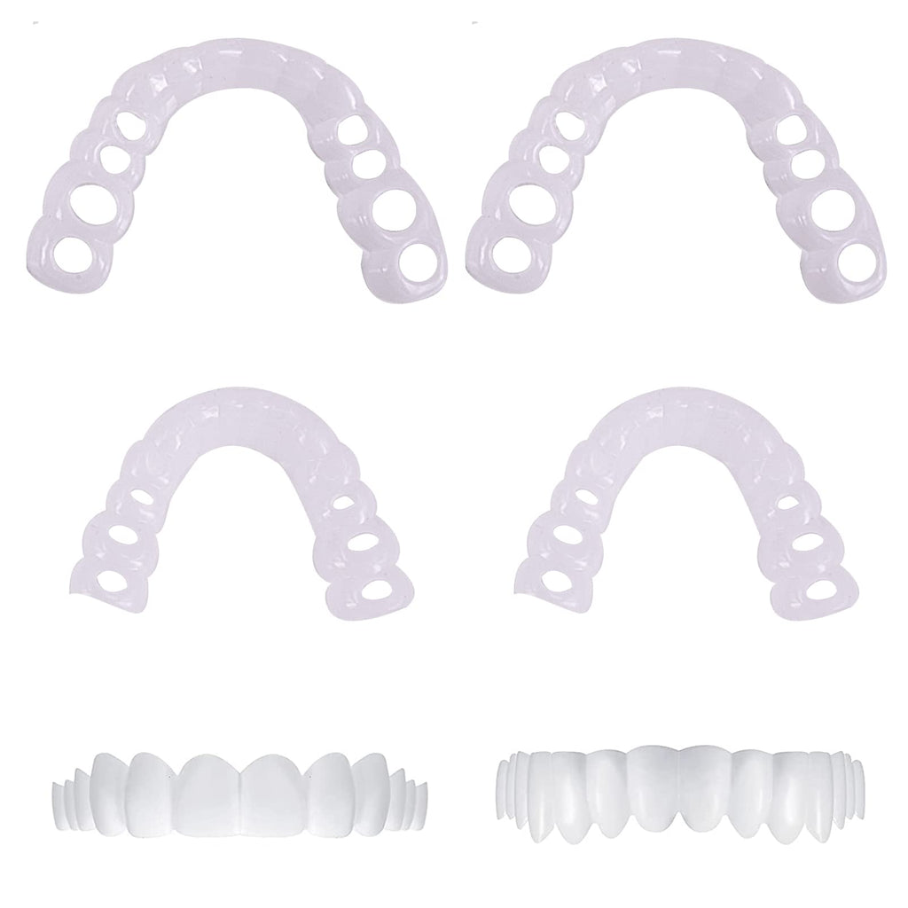 2 Pairs of Denture Teeth Cosmetic Veneers Teeth Set Top Bottom Temporary Teeth False Teeth Natural Denture Snap On Dentures Veneers Fake Teeth Smile Instant Veneers Denture Teeth - NewNest Australia