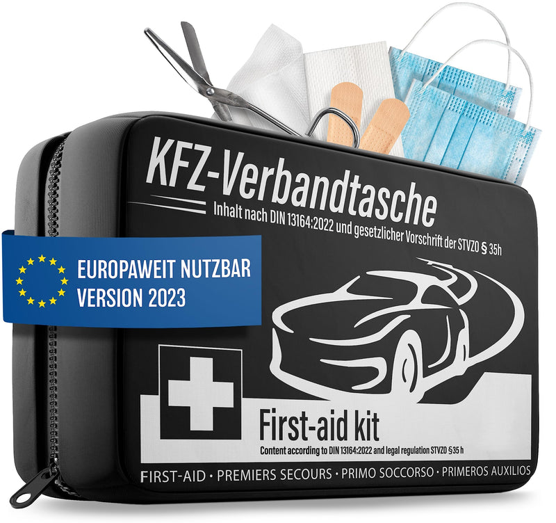 Heldenwerk Car First Aid Kit 2023 Can Be Used & Tested Europe-Wide (German Road Traffic Regulations Compliant) - Car First Aid Kit First Aid Bag Din 13164 Certified - Car First Aid Kit Bag - NewNest Australia