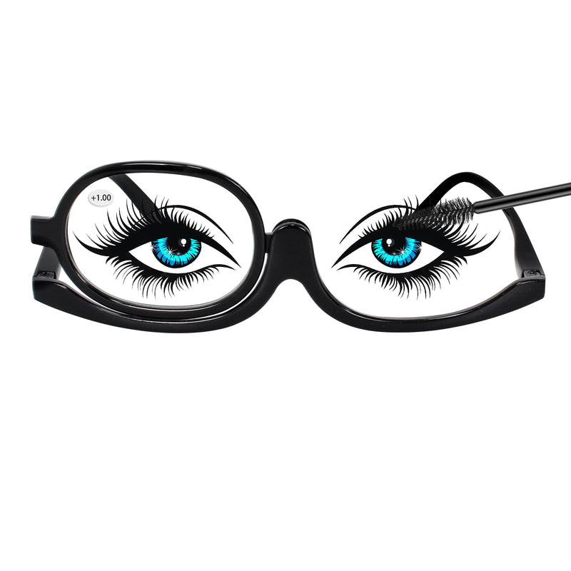 Makeup Glasses Reading Glasses, Magnifying Rotating Single Lens Makeup Glasses, Portable Flip Down Cosmetic Glasses Reading Aid for Women, Makeup Essential Tool Black 1.5 x - NewNest Australia