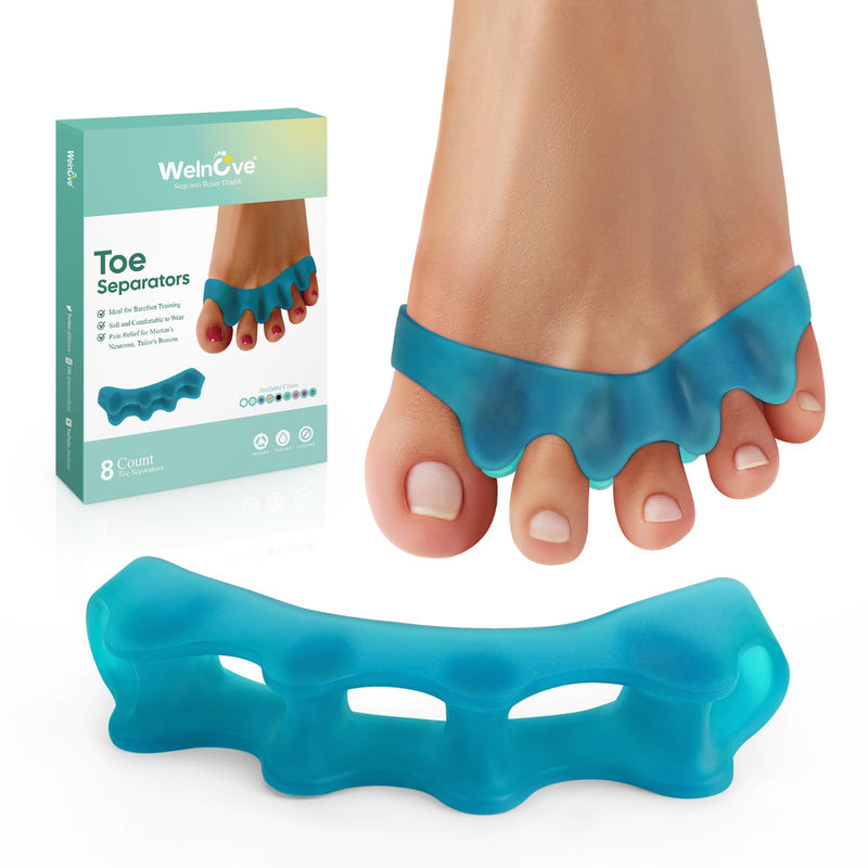 Welnove Silicone Toe Separators For Correct Hallux Valgus - 8 Pack Toe Separators For Men'S Feet - Hammer Toe Straightener For Women, Yoga Exercises, Foot Alignment - Blue - NewNest Australia
