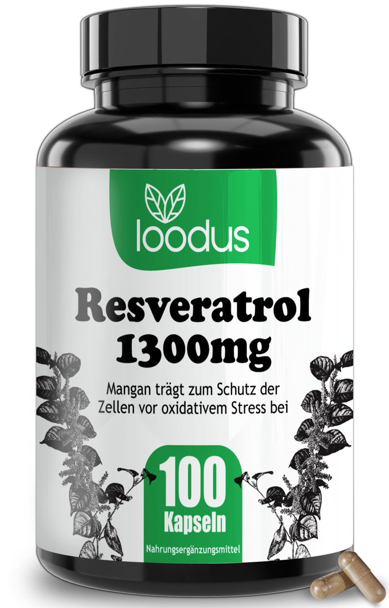 Loodus 1300 Mg - 100:1 Resveratrol High Dose Per Daily Dose - 100 Resveratrol Capsules - Strong Price Performance - Natural Resveratrol From Knotweed Extract - Oxidative Cell Protection¬_ - Vegan - NewNest Australia