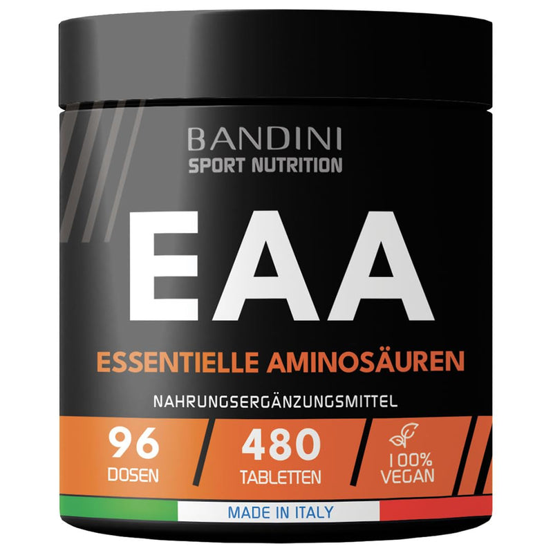 Bandini® EAA amino acid complex high dosage | 480 vegan amino tablets with 9 different amino acids | Pre Post Workout Booster | Neutral in taste, vegan, no additives, laboratory tested 480 units (neutral) - NewNest Australia