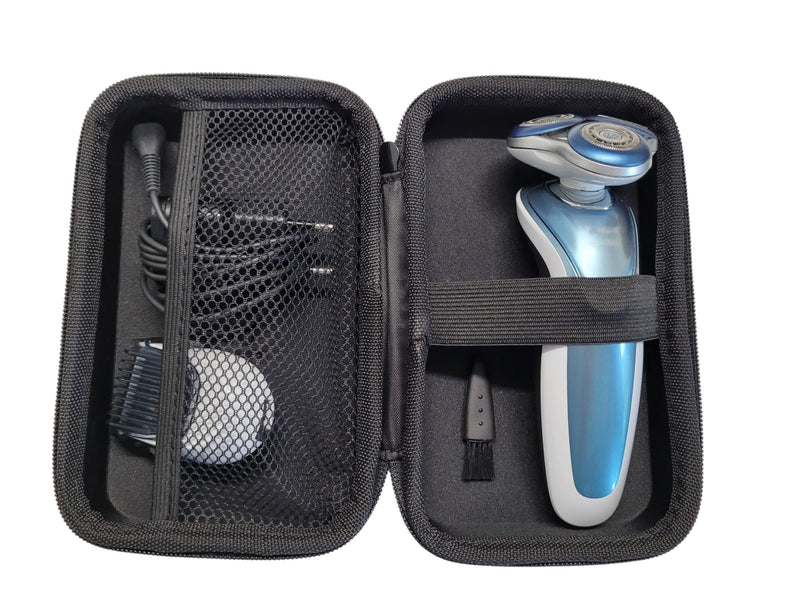 Protective bag hard case for razors shaving devices external dimensions 180 x 100 x 60 mm internal dimensions 175 x 95 x 58 mm shock protection integrated net and elastic band black (L) - NewNest Australia