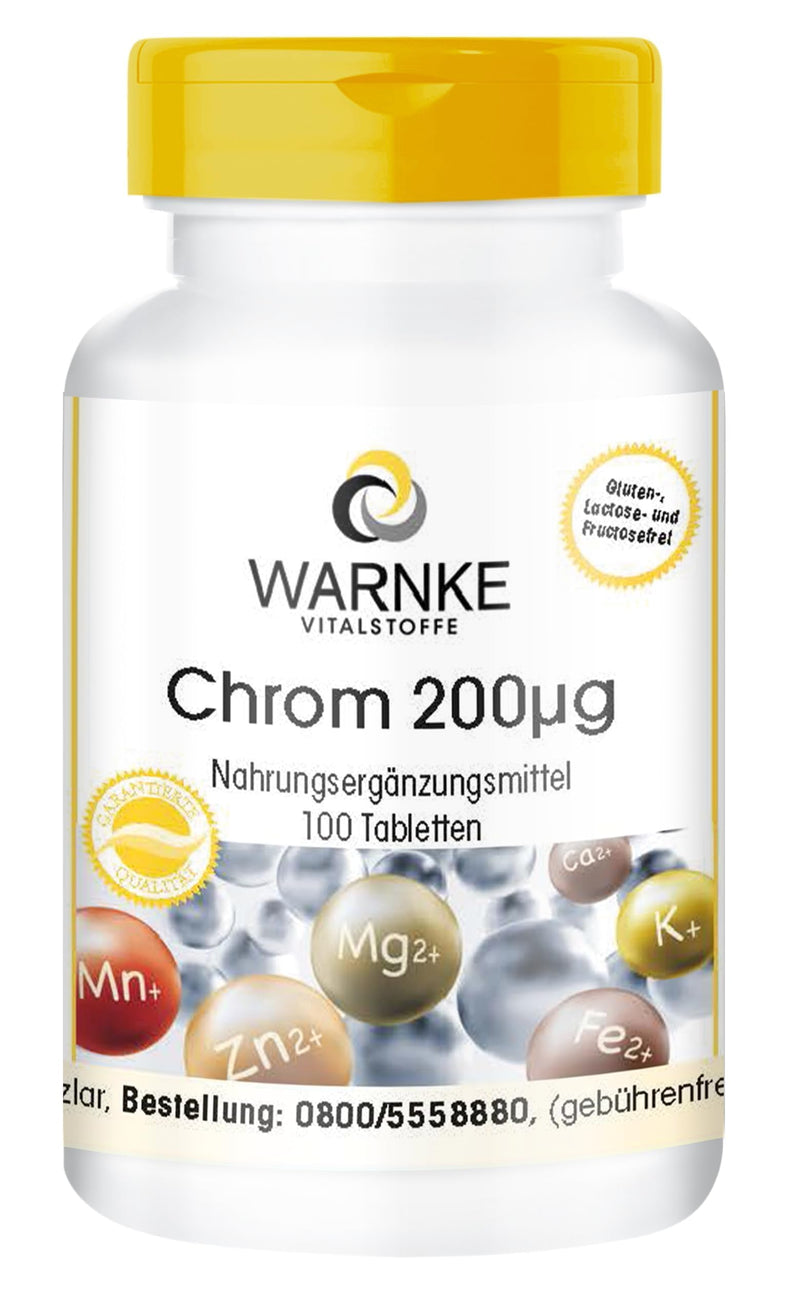 Chromium 200µg 100 tablets of chromium picolinate for 200 days