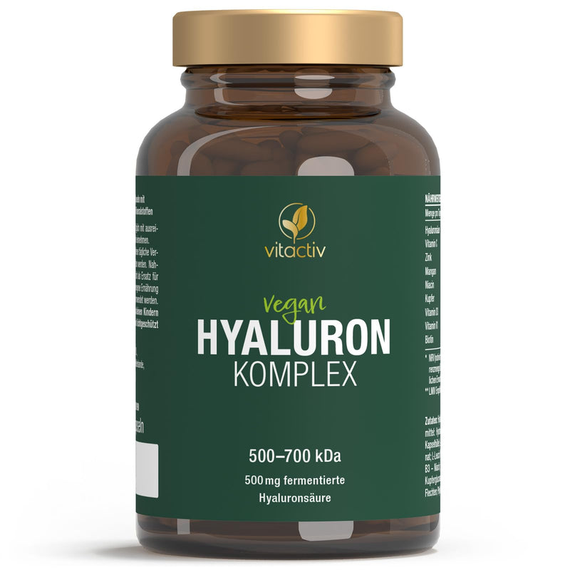 Vitactiv Hyaluronic Complex - Hyaluronic Capsules High Dose, 500 Mg Hyaluronic Acid - 500-700 Kda, Vegan - With Vitamin C, Zinc, Manganese, Copper, Biotin And Much More - Laboratory Tested, From - NewNest Australia