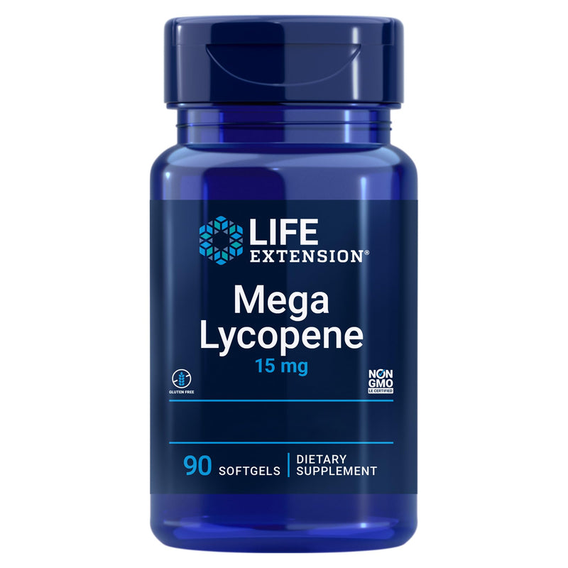 Life Extension, Mega Lycopene, 15mg, lycopene from tomato extract, 90 soft capsules, laboratory tested, gluten-free, soy-free, non-GMO - NewNest Australia