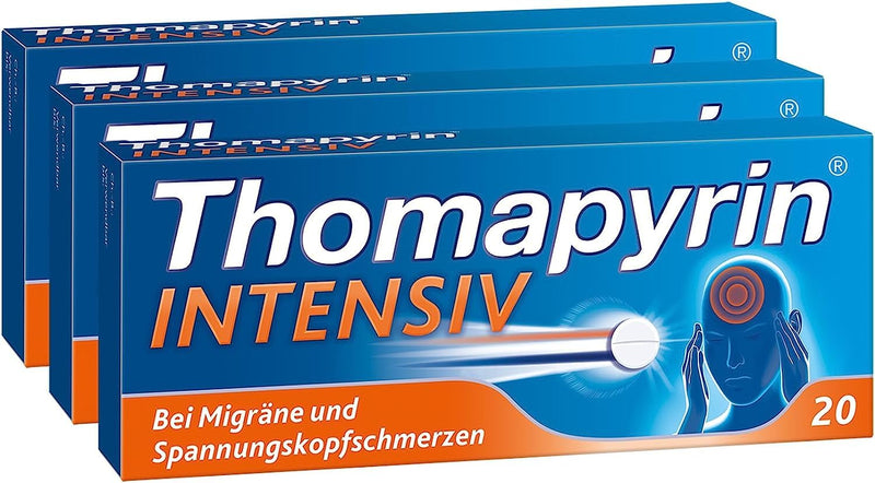 Thomapyrin INTENSIVE tablets 3 x 20 pieces including a hand cream from vitenda - for more intense headaches and migraines - NewNest Australia