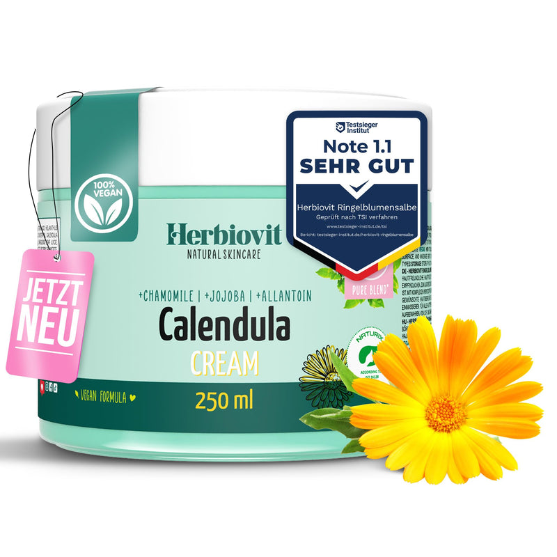 Herbiovit vegan calendula ointment with chamomile jojoba oil panthenol wound and healing ointment anti-inflammatory | Burn ointment for burns sunburn | Wound protection cream baby adults | 250ml natural cosmetics - NewNest Australia
