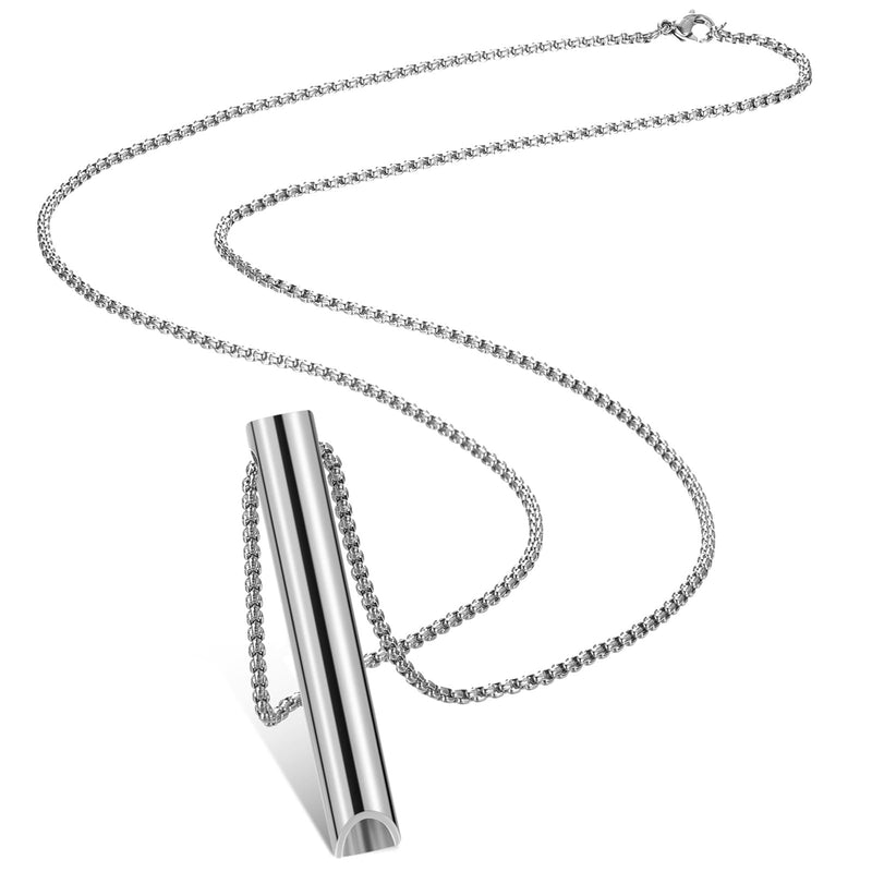 Fiada Anxiety Relief Chain Mindful Breath Necklace Portable Stainless Steel Stress Relief Breathing Chain For Deep Breathing Exercises For Men Women Meditation Stress Relief Relaxation, Silver - NewNest Australia
