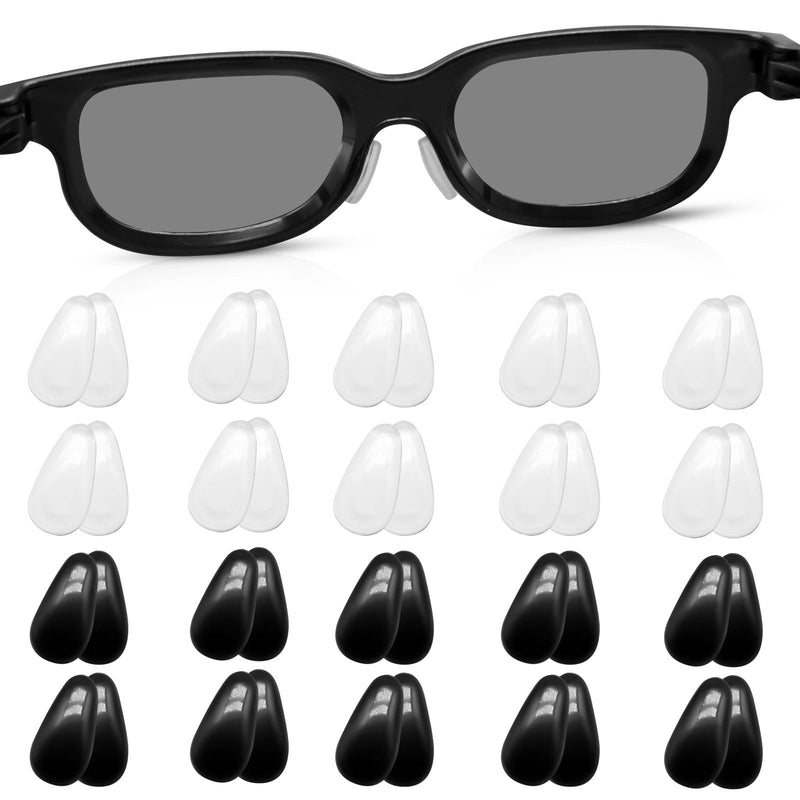 20 Pairs Anti-Slip Nose Pads For Glasses, Clear Silicone Nose Pads For Glasses, Self-Adhesive Nose Pads For Glasses, Soft Nose Pads For Glasses Sunglasses (Black, Clear) - NewNest Australia