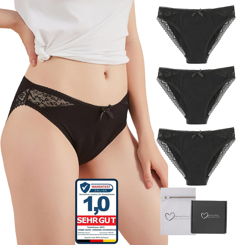 Femme Favor Period Underwear - Set Of 3 Women'S Panties, Cotton Women'S Underwear For Heavy Menstruation - Menstrual Underwear Set Including Wash Bag, Also Suitable For Girls - NewNest Australia