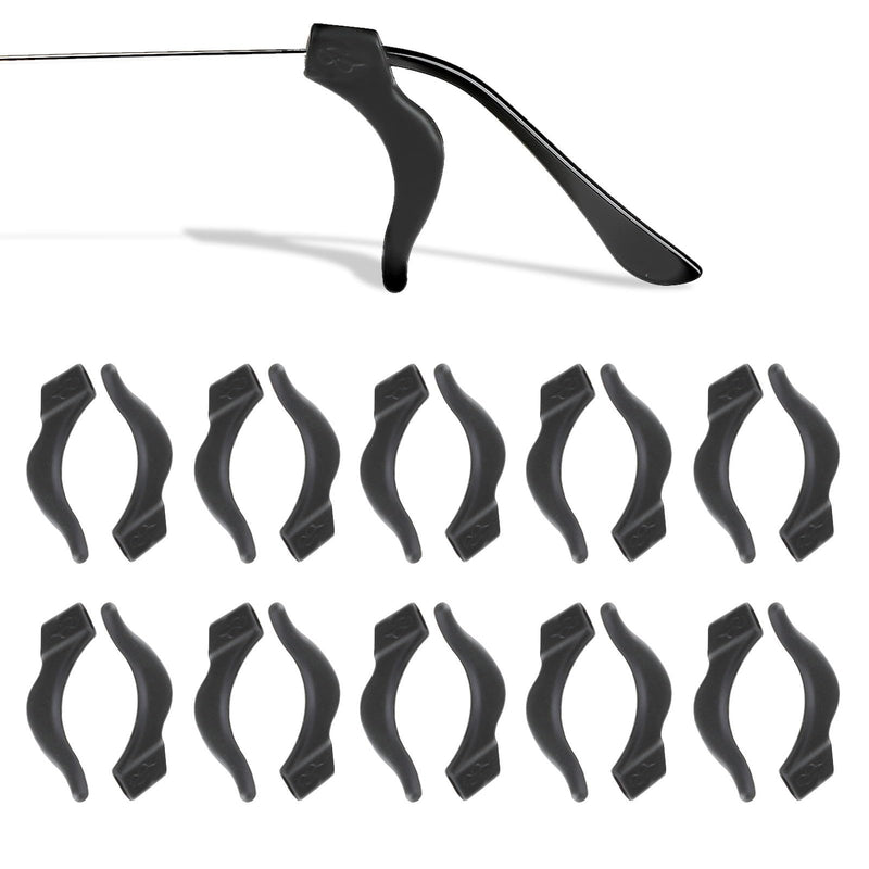 10 Pairs Non-Slip Holder Glasses Ear Hooks Universal Ear Hook Comfort Soft Silicone Glasses Holder Protection Non-Slip Reading Glasses Accessories For Glasses Sunglasses (Black) - NewNest Australia