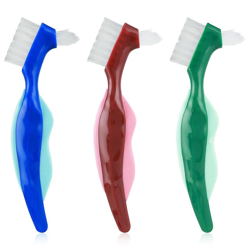 WLLHYF 3pcs Premium Hard Denture Brush, Denture Cleaning Brush, Portable Denture Double Sided Brush, Multi-Layer Bristles for Denture Care - NewNest Australia