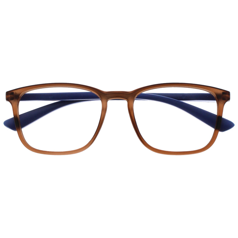 Opulize Max Reading Glasses - Classic Large Rectangular Frame - Men Women Unisex - R78 +1.00 Diopter Brown - 1 Pair - NewNest Australia