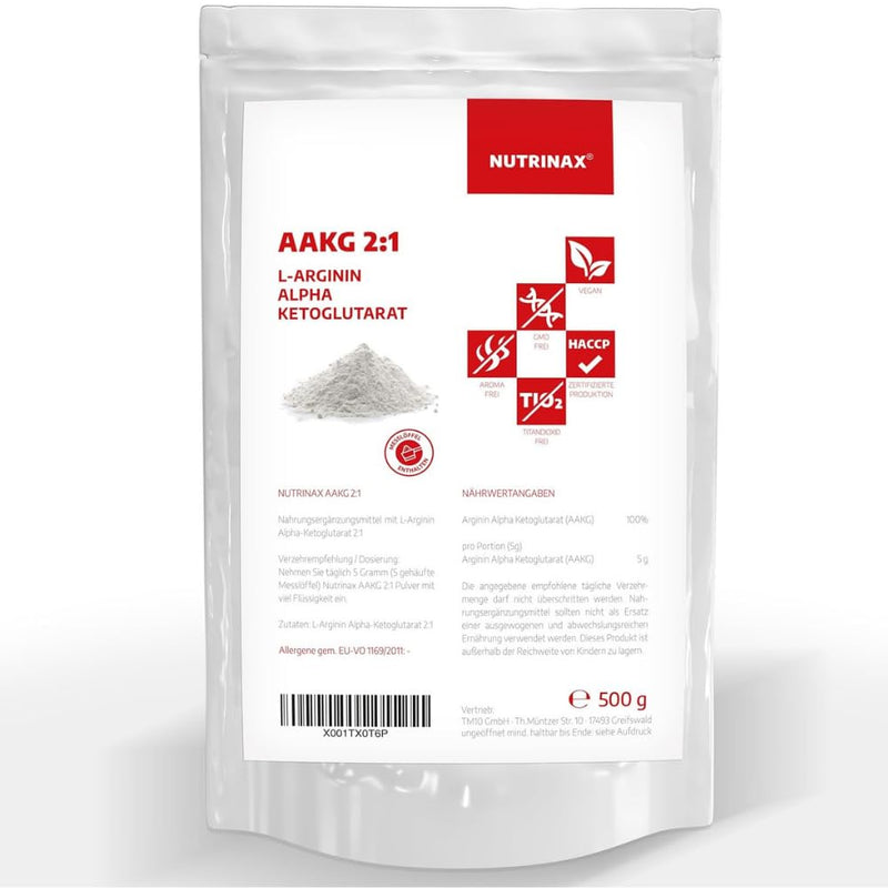 NUTRINAX | AAKG 500g powder | L-arginine alpha-ketoglutarate 2:1 | vegan, without fillers or additives | Amino acid arginine | 100 servings | Premium quality - NewNest Australia