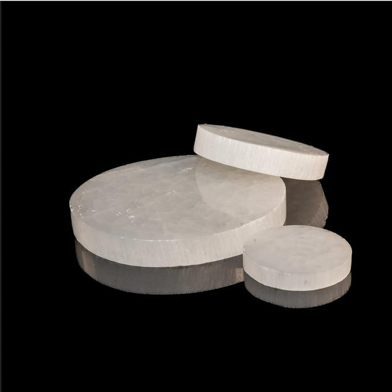 LANDSTER Selenite Charging Plate Charging Disc Crystal Charging Plate Selenite Plate Disc Selenite Round Plate Healing Gemstone Cleaning Decoration Home Decor 15 cm - NewNest Australia
