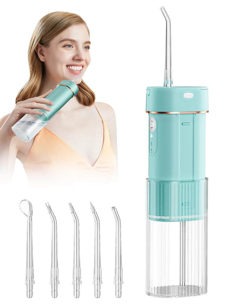 CARER BEAUTY professional oral irrigator for on the go with 3 modes and 6 nozzles IPX7 oral irrigator wireless water flosser for home/travel Protect your oral health - NewNest Australia