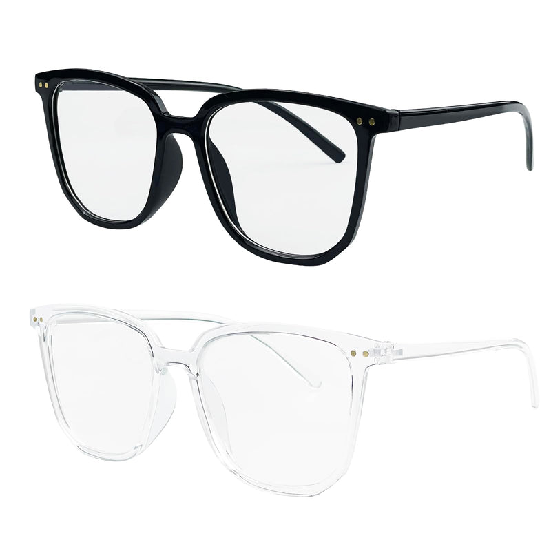 Mesybveo Pack of 2 blue light filter glasses, computer glasses, blue light blocking glasses, reading glasses with large lens width, gaming without strength glasses, blue light filter for men and women - NewNest Australia