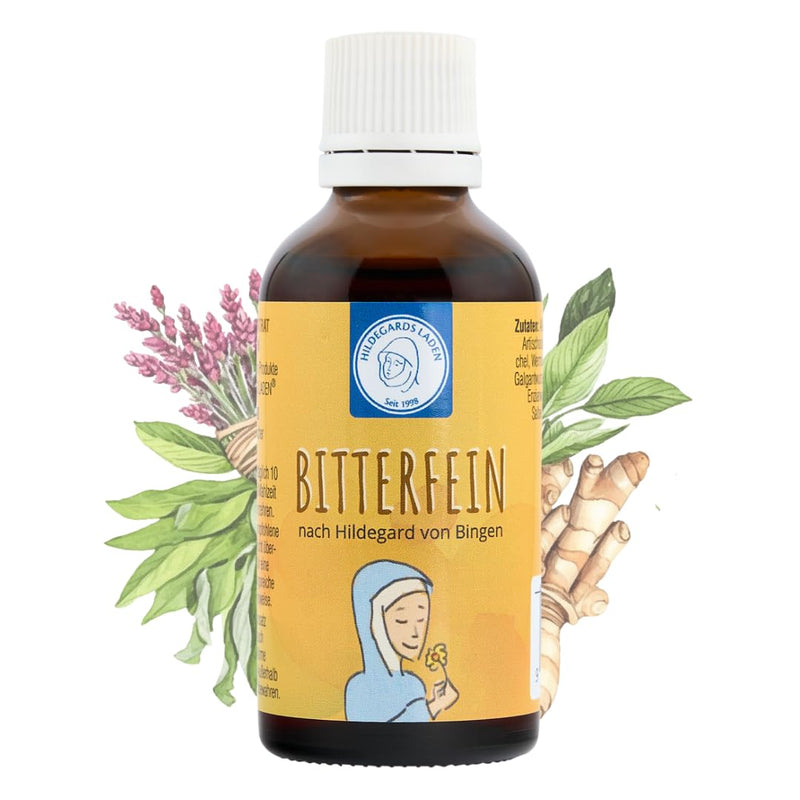 Bitterfein - herbal bitter drops | Hildegard of Bingen | Bitter substances from 17 plants | Before every meal | 50ml - concentrate for approx. 30 days - NewNest Australia