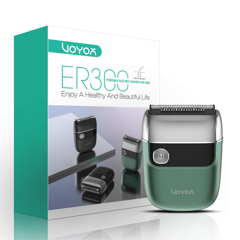 Voyor Foil Shaver, Portable Shaver Men'S Electric Wireless And Rechargeable Usb Mini Shaver For Shaving Beard, Head And Face Wet & Dry Ideal For Travel Er300 (Green) - NewNest Australia