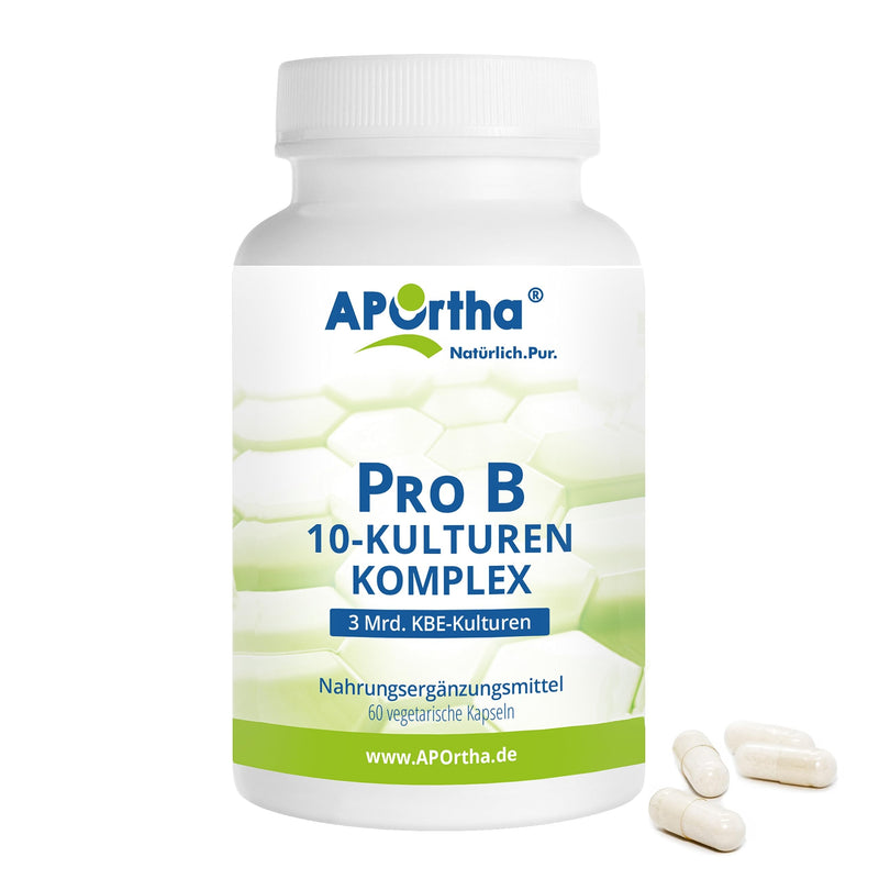 Aportha Pro B 10 Cultures - 60 Gastric Juice-Stable Capsules, 3 Billion Cfu Cultures Per Daily Dose, Allergen-Free, Gluten-Free, Lactose-Free, Vegetarian Without Additives - NewNest Australia
