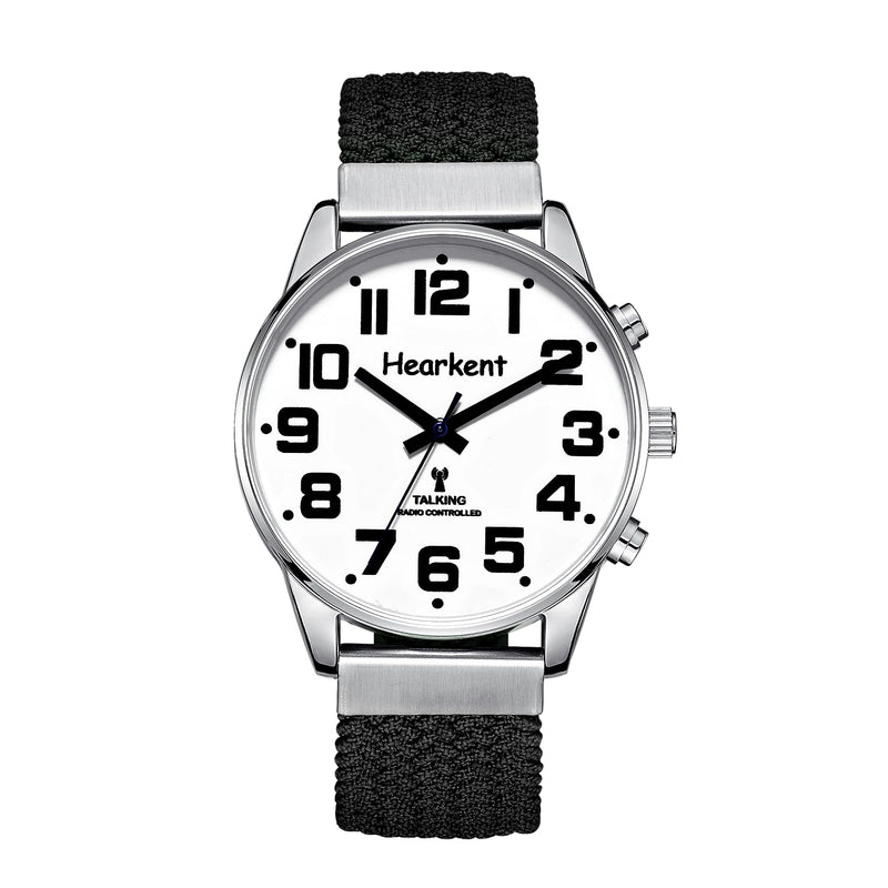 Hearkent Talking Watch with German Accent and Large Numbers, Self-Adjusting for the Visually Impaired, Blind or Elderly, Men's Size Nylon Black - NewNest Australia