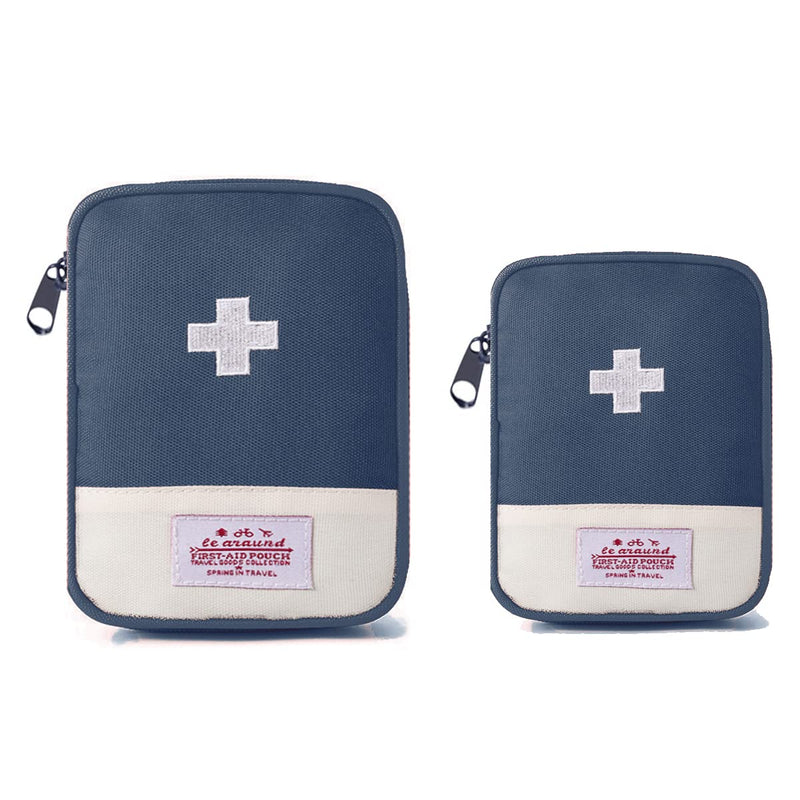 Travel Mini First Aid Bag, 2 Pieces Portable Mini First Aid Kit Storage Bag For Medicine Boxes, Reusable Medical Kits Empty Rescue Bag For Camping Hiking Emergency Blue - NewNest Australia