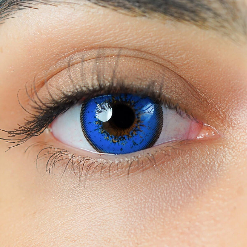 Contact Lenses Colored Without Prescription Blue | Crazy Blue Annual Lenses Anime | Soft Lenses Hydrogel | Pack Of 2 Color Lenses + Lens Container | 0.0 Diopters | Fancy Dress | Halloween | Charmiga - NewNest Australia
